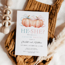 パンプキンボウピンクブルージェンダーリビール招待状