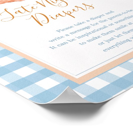 パンプキンボホブルーギンガムレイトナイトおむつサイン ポスター (角)