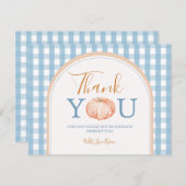 パンプキンボホーブルーギンガム1歳誕生日 サンキューカード (正面/裏面)