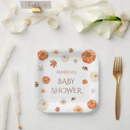 パンプキンボホ秋秋ベビーシャワーフローラ ペーパープレート