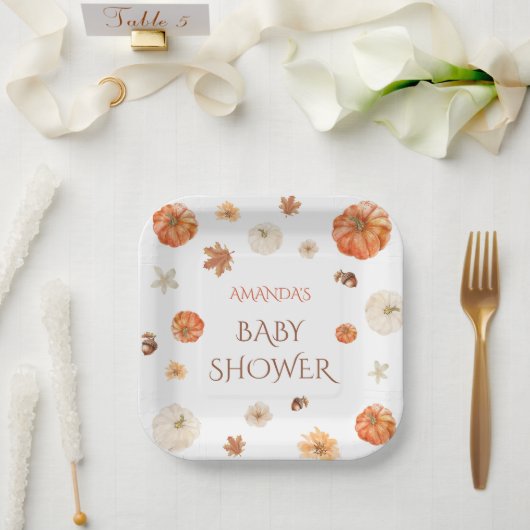 パンプキンボホ秋秋ベビーシャワーフローラ ペーパープレート (ウェディング)