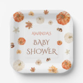 パンプキンボホ秋秋ベビーシャワーフローラ ペーパープレート (正面)