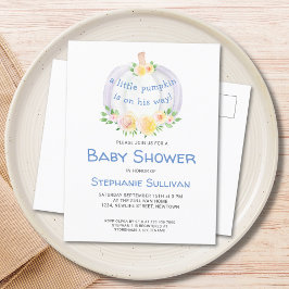 パンプキンボーイズ赤ちゃんシャワー招待状はがき インビテーションポストカード
