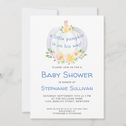 パンプキンボーイズ赤ちゃんシャワー招待状 招待状 (正面)