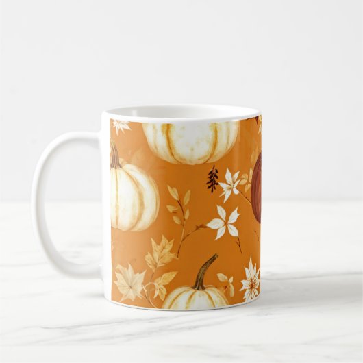 パンプキンマグオレンジウォーターカラー紅葉 コーヒーマグカップ (左)