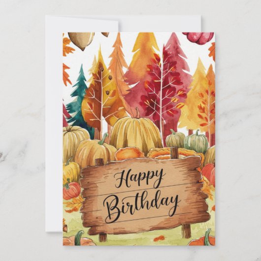 パンプキンマジカルウッズオータム秋ハッピーバースデー カード (正面)