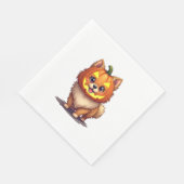 パンプキンマスクポメラニア犬ドッグ スタンダードランチョンナプキン (角)