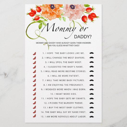 パンプキンママまたはパパ赤ちゃんシャワーゲーム (正面)