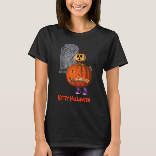 パンプキンマントンムストーンハロウィンおもしろい Tシャツ (正面)