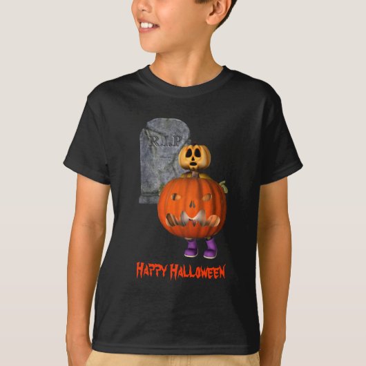 パンプキンマントンムストーンハロウィンおもしろい Tシャツ (正面)