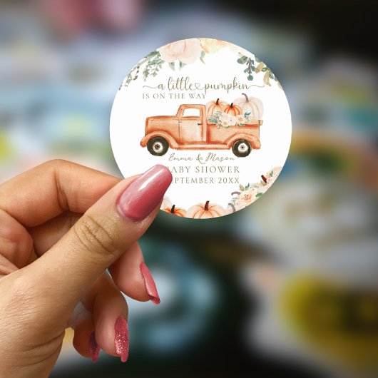 パンプキンミニマモダンリスト秋ニュートラルベビーシャワー ラウンドシール