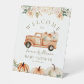 パンプキンミニマモダンリスト秋ニュートラルベビーシャワー 台座サイン (正面)