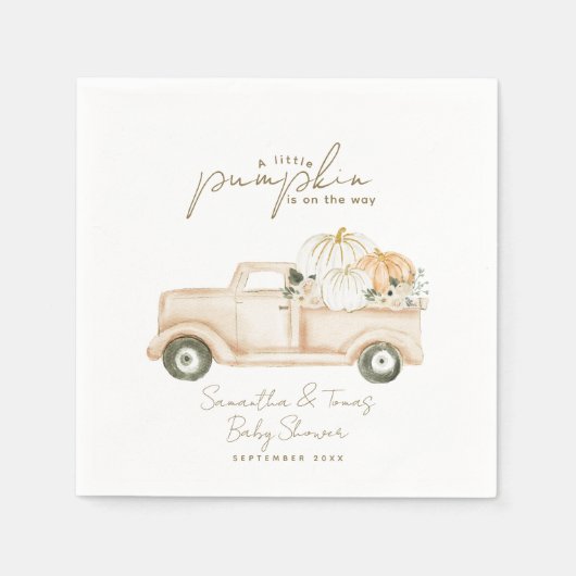 パンプキンミニマリストモダン秋ベビーシャワー スタンダードカクテルナプキン (正面)