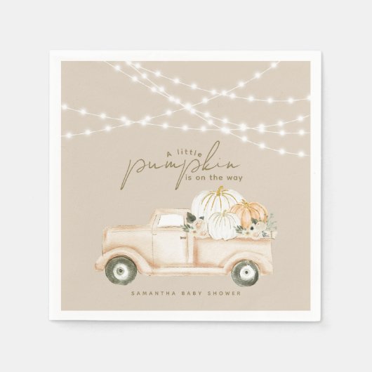 パンプキンミニマリストモダン秋ベビーシャワー スタンダードカクテルナプキン (正面)