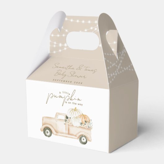 パンプキンミニマリストモダン秋ベビーシャワー フェイバーボックス (正面サイド)
