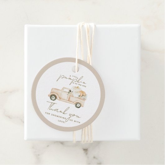 パンプキンミニマルシンプルリストモダン秋ベビーシャワー フェイバータグ (インサイチュ)