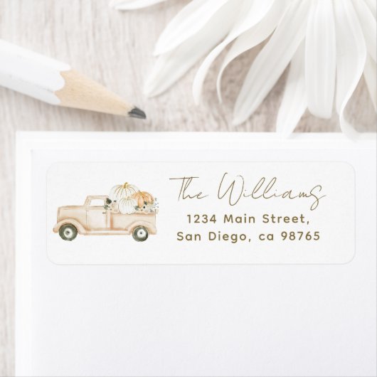 パンプキンミニマルシンプルリストモダン秋ベビーシャワー ラベル (インサイチュ)