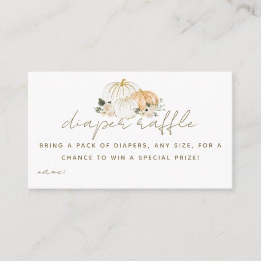 パンプキンミニマルモダンリスト秋ベビーシャワーオムツ エンクロージャーカード (正面)