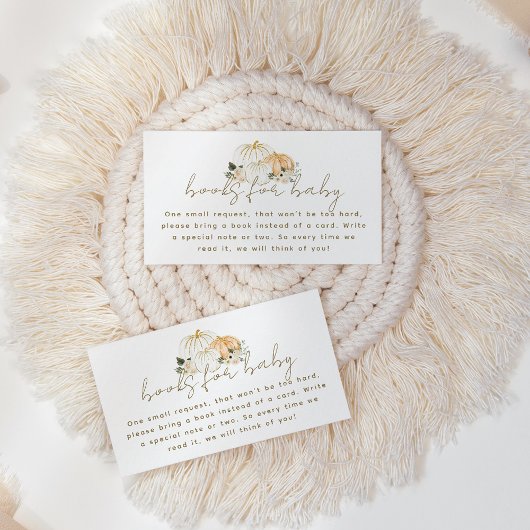 パンプキンミニマルモダンリスト秋ベビーシャワーブック エンクロージャーカード