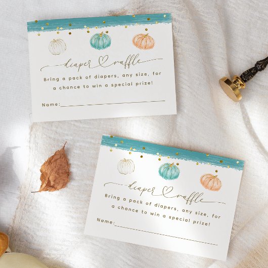 パンプキンミニマルモダンリスト秋男の赤ちゃんシャワー エンクロージャーカード