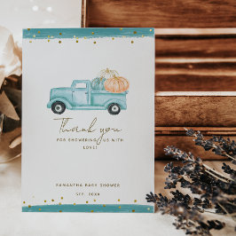 パンプキンミニマルモダンリスト秋男の赤ちゃんシャワー サンキューカード