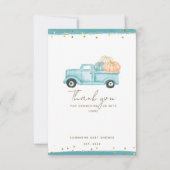 パンプキンミニマルモダンリスト秋男の赤ちゃんシャワー サンキューカード (正面)