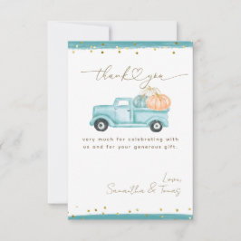 パンプキンミニマルモダンリスト秋男の赤ちゃんシャワー サンキューカード