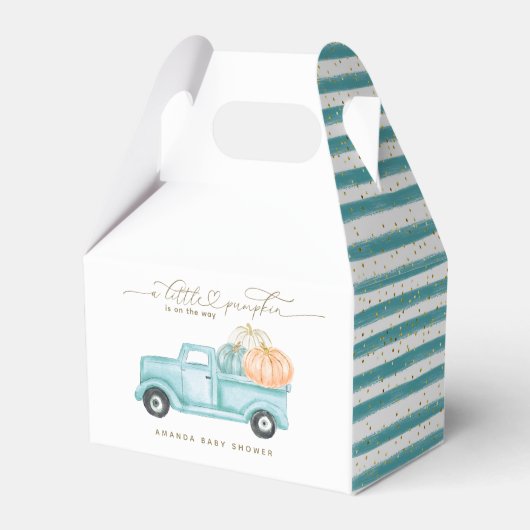 パンプキンミニマルモダンリスト秋男の赤ちゃんシャワー フェイバーボックス (正面サイド)