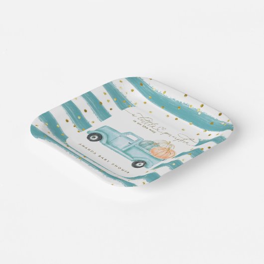 パンプキンミニマルモダンリスト秋男の赤ちゃんシャワー ペーパープレート (傾斜あり)