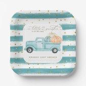 パンプキンミニマルモダンリスト秋男の赤ちゃんシャワー ペーパープレート (正面)