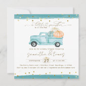 パンプキンミニマルモダンリスト秋男の赤ちゃんシャワー 招待状 (正面)