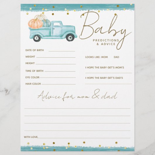 パンプキンミニマル秋男の赤ちゃんシャワーゲーム (正面)