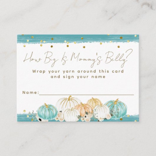 パンプキンミニマル秋男の赤ちゃんシャワーゲーム エンクロージャーカード (正面)