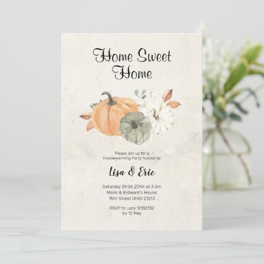 パンプキンモダン引っ越し祝いパーティーパーティー招待状 招待状 (スタンド正面)