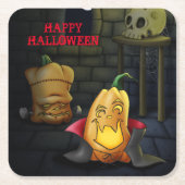 パンプキンモンスタースハロウィーン紙コースター スクエアペーパーコースター (正面)