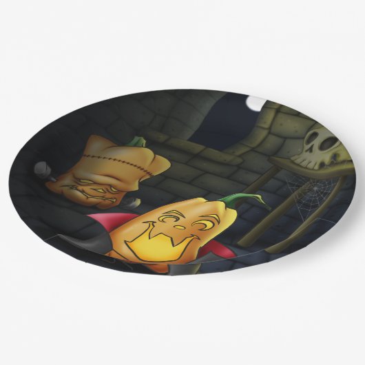 パンプキンモンスタースハロウィーン/誕生日紙プレート ペーパープレート (アングル)