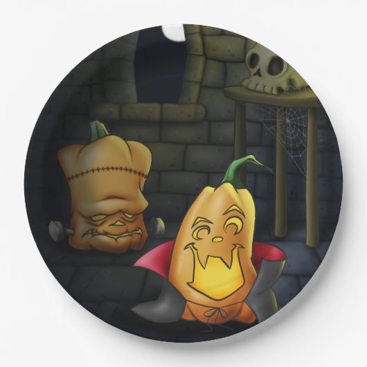 パンプキンモンスタースハロウィーン/誕生日紙プレート ペーパープレート (正面)