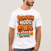パンプキンモード:オン シャツ | 面白いハロウィンTシャツ | (正面)