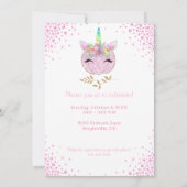 パンプキンユニコーンの女の子 5歳の誕生日 招待状 (裏面)