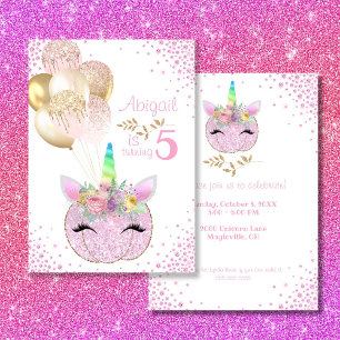 パンプキンユニコーンの女の子 5歳の誕生日 招待状