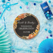 パンプキンライトオータム素朴秋ウッドバ結婚ンズ ペーパープレート (パーティー)