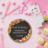 パンプキンライトオータム素朴秋ウッドバ結婚ンズ ペーパープレート (パーティー)