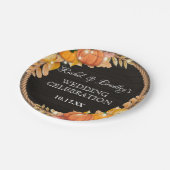 パンプキンライトオータム素朴秋ウッドバ結婚ンズ ペーパープレート (アングル)