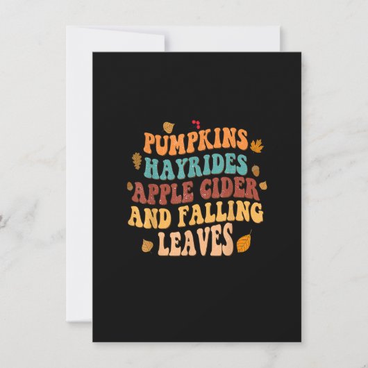 パンプキンライドアップルサイダーと落ち葉 招待状 (正面)