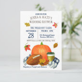 パンプキンラテサッカーネイビーブルーウェディングシャワー 招待状 (スタンド正面)