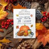 パンプキンラテサッカーネイビーブルーウェディングシャワー 招待状