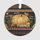 パンプキンラベルアンティークバタフライブランド オーナメント (裏面)
