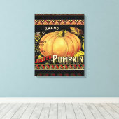 パンプキンラベルアンティークバタフライブランド キャンバスプリント (インサイチュ (ウッドフロア))
