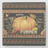 パンプキンラベルアンティークバタフライブランド ストーンコースター (正面)