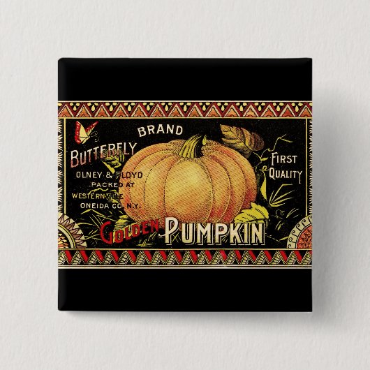 パンプキンラベルアンティークバタフライブランド 缶バッジ (正面)